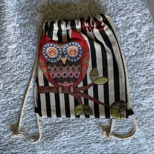 Boho Drawstring Owl Bag